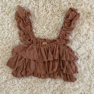 Free People Ruffled Punk Clay Crop Top
